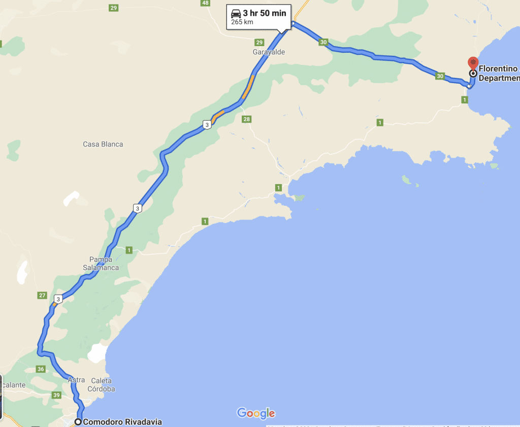 Mapa ruta desde Comodoro