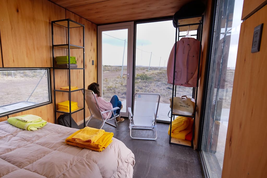 Main bedroom interior view of the container