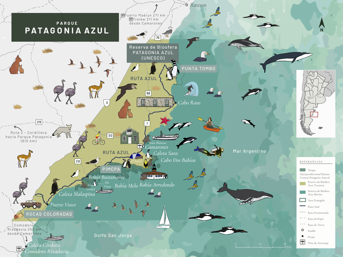 Panorama de la zona de Camarones, Patagonia